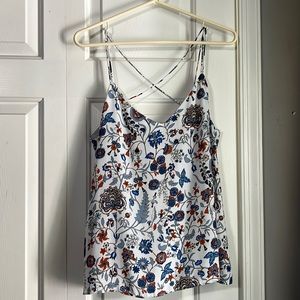 White and Blue floral Pattern Tank top